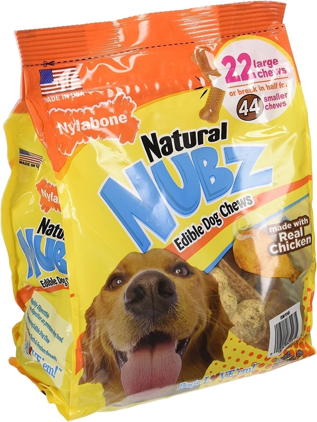 Nylabone Natural Nubz Dog Chews - Pack of 3/22 ct. Bags (66 ct Total, 7.8 lbs)