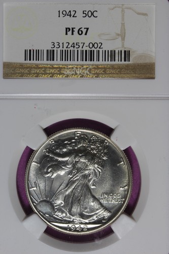 1942 NGC PF67 WALKING LIBERTY HALF DOLLAR #B52655
