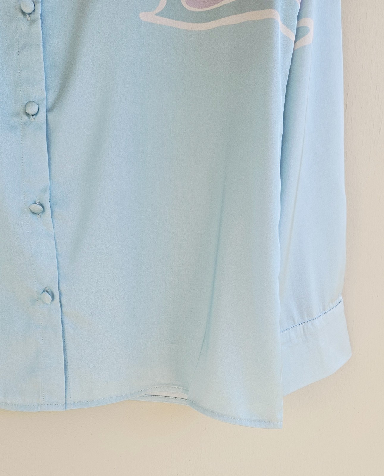 House of Sunny Daytripper Satin Graphic Button Front Shirt Top 8 ( Medium ) NEW 