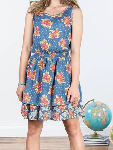 Matilda Jane 435 Top Of The Class Dress Tween Girls Blue Floral 12 GUC - Picture 4 of 4