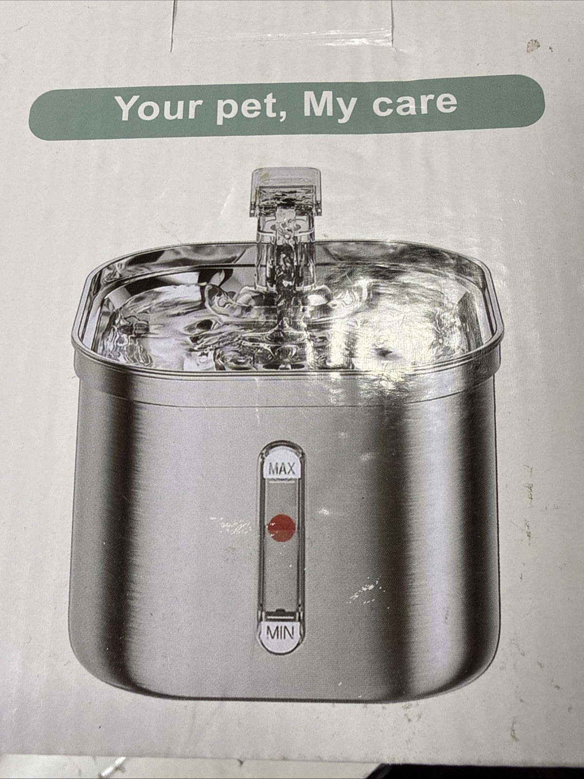 Cat Water Fountain Stainless Steel Bowl Open Box