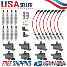 Set of 8 Round Ignition Coil Spark Plug Pack Wires UF262 For Chevy Silverado GMC