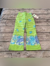 Vintage Lilly Pulitzer Green and Blue Seashell Print Cotton Pants Size 6 NWT