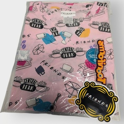 NEW Women s XLarge Friends Central Perk Tooniforms Print Scrub Top XL SHIPS FREE
