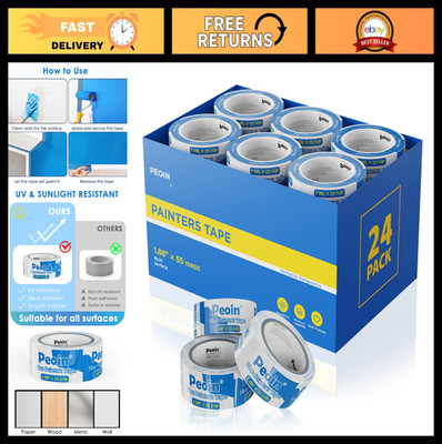 24 Rolls Blue Painters Tape 2 Inch Wide - Masking Tape for DIY Wall Painting, 13