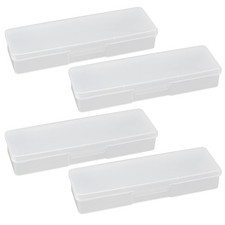 4PCS Clear Containers Box with Hinged Lid and Snap Closure Plastic Storage Or...