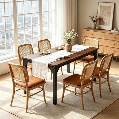 Large Industrial Dining Table 71'' Long for 6-8 People Kitchen Table Furniture