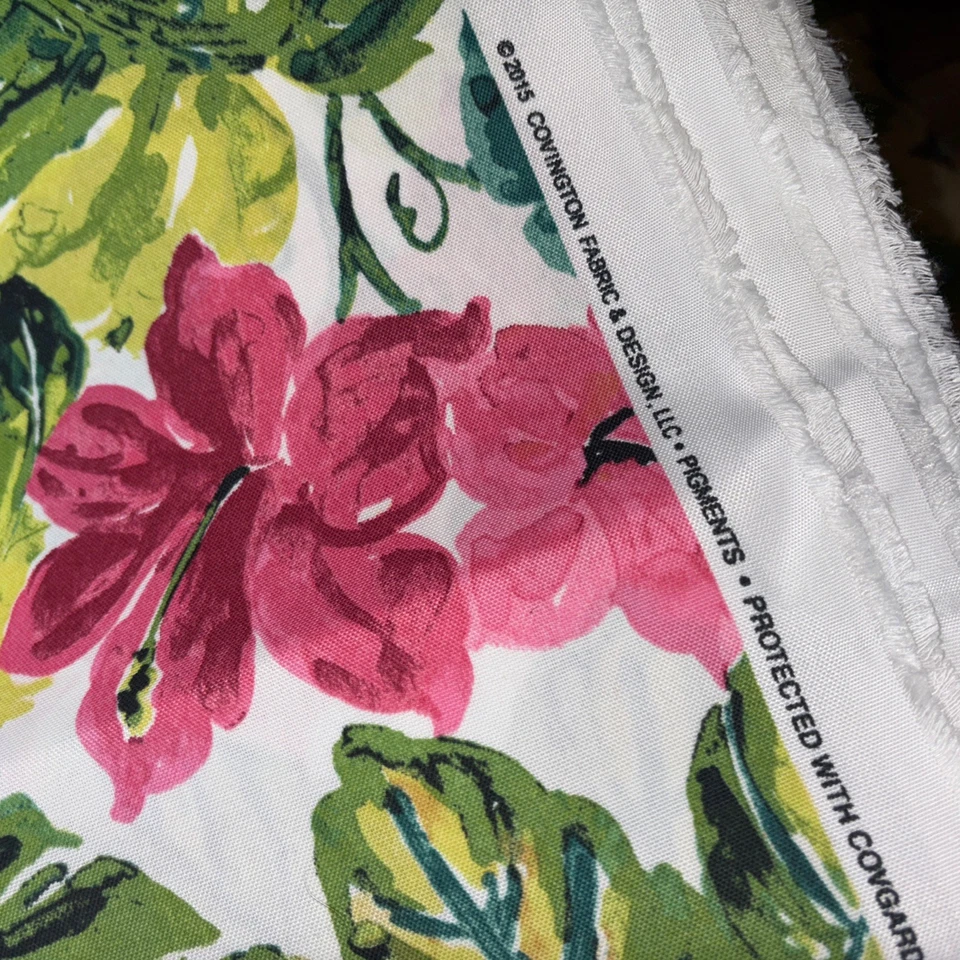 2015 Covington Tropical Pinks Green Floral Cotton Upholstery Fabric - Image 2 of 4