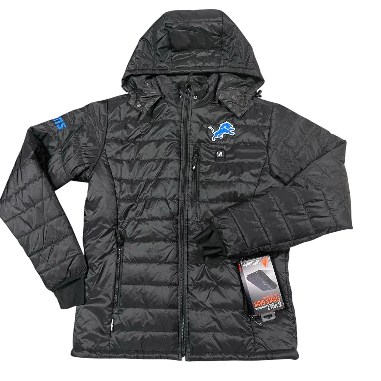 ActionHeat Detroit Lions 5V Men's Puffer Battery Heated Jacket Sz L NWOT