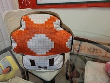 New FAO Schwarz Retro Pixel Arcade Mushroom Plush 10in