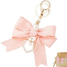 Bow Purse Keychain Charm Set Cute Pearl Wristlet Keychains for Handbags Backp...