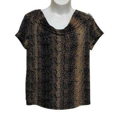 Jacklyn Smith Collection Blouse Top Womens Size 1X Animal Print Cowl Neck