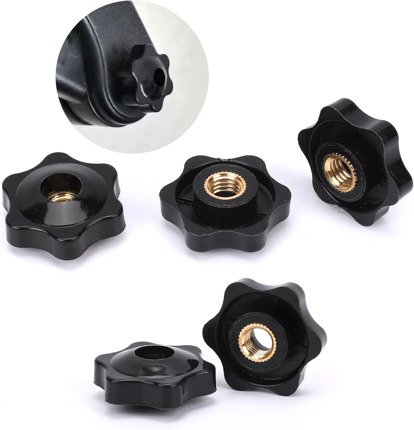 Mozeat Lens 10 Pack 6 Star Knobs 1/4 Inch 20 Female Threaded 1/4“-20, Black 