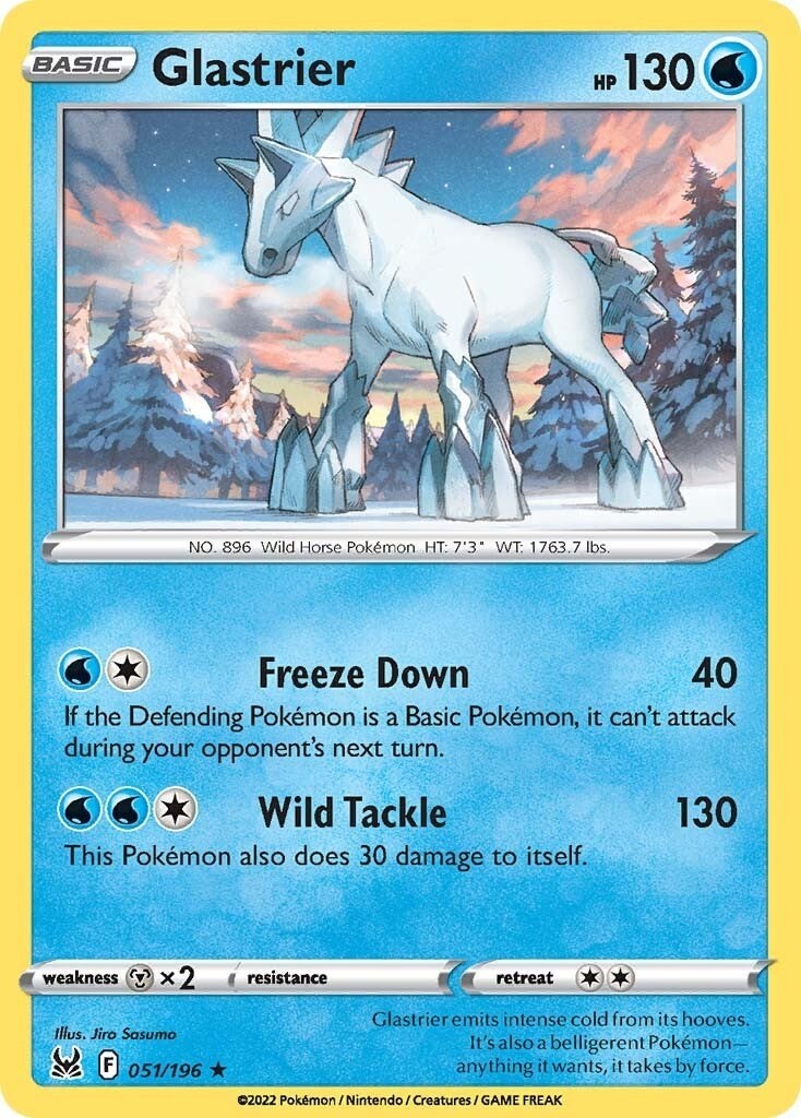 Glastrier-Pokemon-051/196-SWSH11: Lost Origin-Holofoil-Holo Rare-NM-EN
