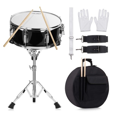 14 inch Snare Drum Set with Gig Bag, a pair Sticks,drum Stand and Drum Keys,a...