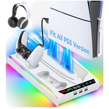 PS5 Cooling Station with Quiet Fan Fast Charger - Perfect for Slim Pro