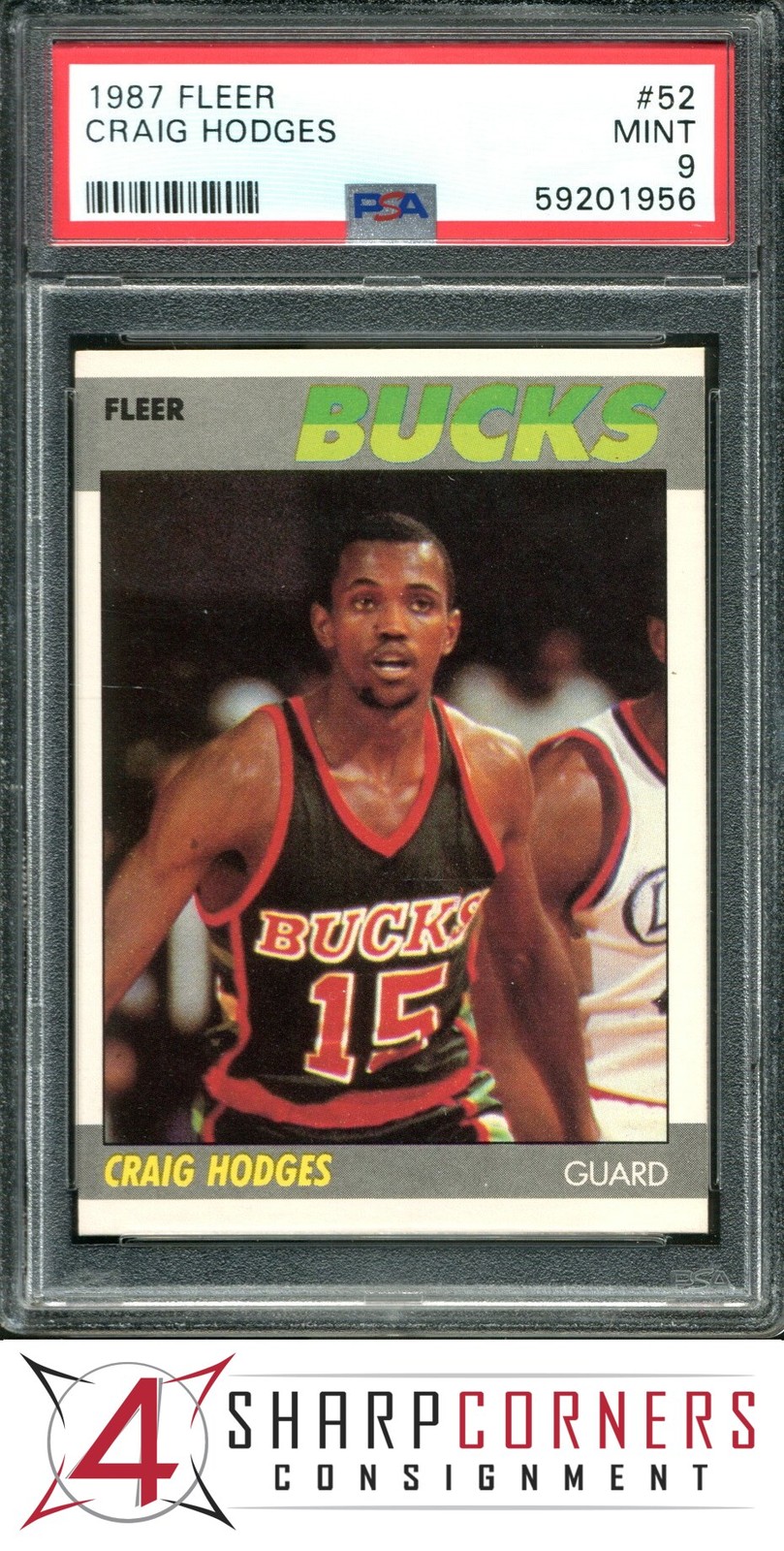 1987 FLEER #52 CRAIG HODGES BUCKS SET BREAK PSA 9