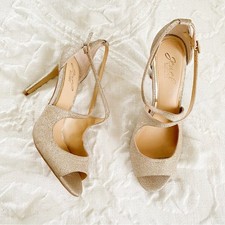 Badgley Mischka Jonna Glitter Peep Toe Pumps Size 10