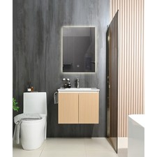 24" Floating Bathroom Vanity w/Sink Wall-Mounted Storage Cabinet w/Towel Rack