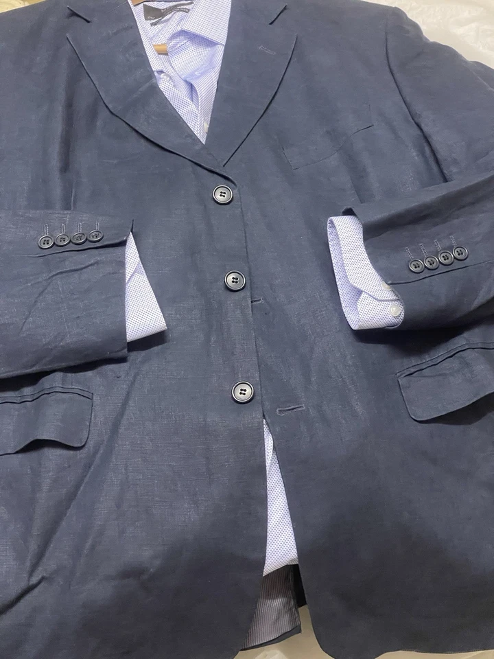 MARKS&SPENCER INSPIRED BY ITALY -3Buttons 100% Linen  Notched Blazer Mens U.K-44 - Image 2 of 4