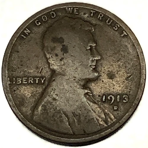 1913-D Lincoln Wheat Cent Good Condition Early Date Penny 1c One Cent -2081