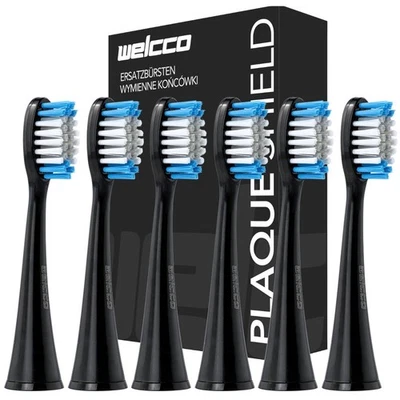 WELCCO Ersatzbürstenköpfe kompatibel mit Silk'n SonicSmile SG-986 Zahnbürstenköpfe schw