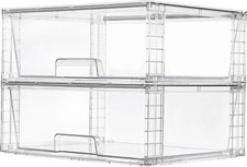 2 Pack Large Stackable Storage Drawers,Easily Assemble Clear Acrylic Bathroom