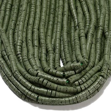 Dark Green Lava Gemstone Rondelle Heshi Slice 4X2MM 6X3MM Loose Beads (D645)