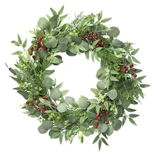 Artificial Eucalyptus Wreath 24 Inch for Front Door, Green Spring Wreath with 