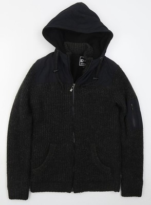 D Code Herren Hoodie Grau Acryl Full Zip Größe S