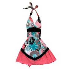 VTG floral halter babydoll coquette girly pastel tie back Dress y2k party S