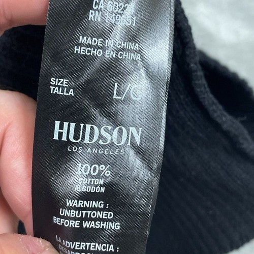 Hudson Los Angeles Womens Black Cotton Buttondown Cardigan Sweater L 6651 - Picture 8 of 10