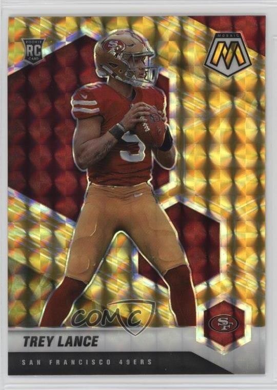 2021 Panini Mosaic Rookies Reactive Yellow Mosaic Prizm Trey Lance #303 08w3