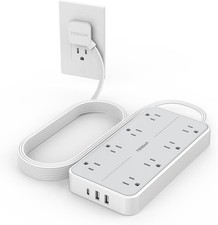 Power Strip Multi Outlet USB C Charger with 6/10/15 FT Extension Cord Flat Plug