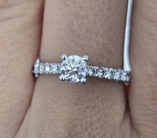 Debeers 18ct White Gold & Platinum (0.46ct Solitaire) 1ct Gold Diamond Ring R