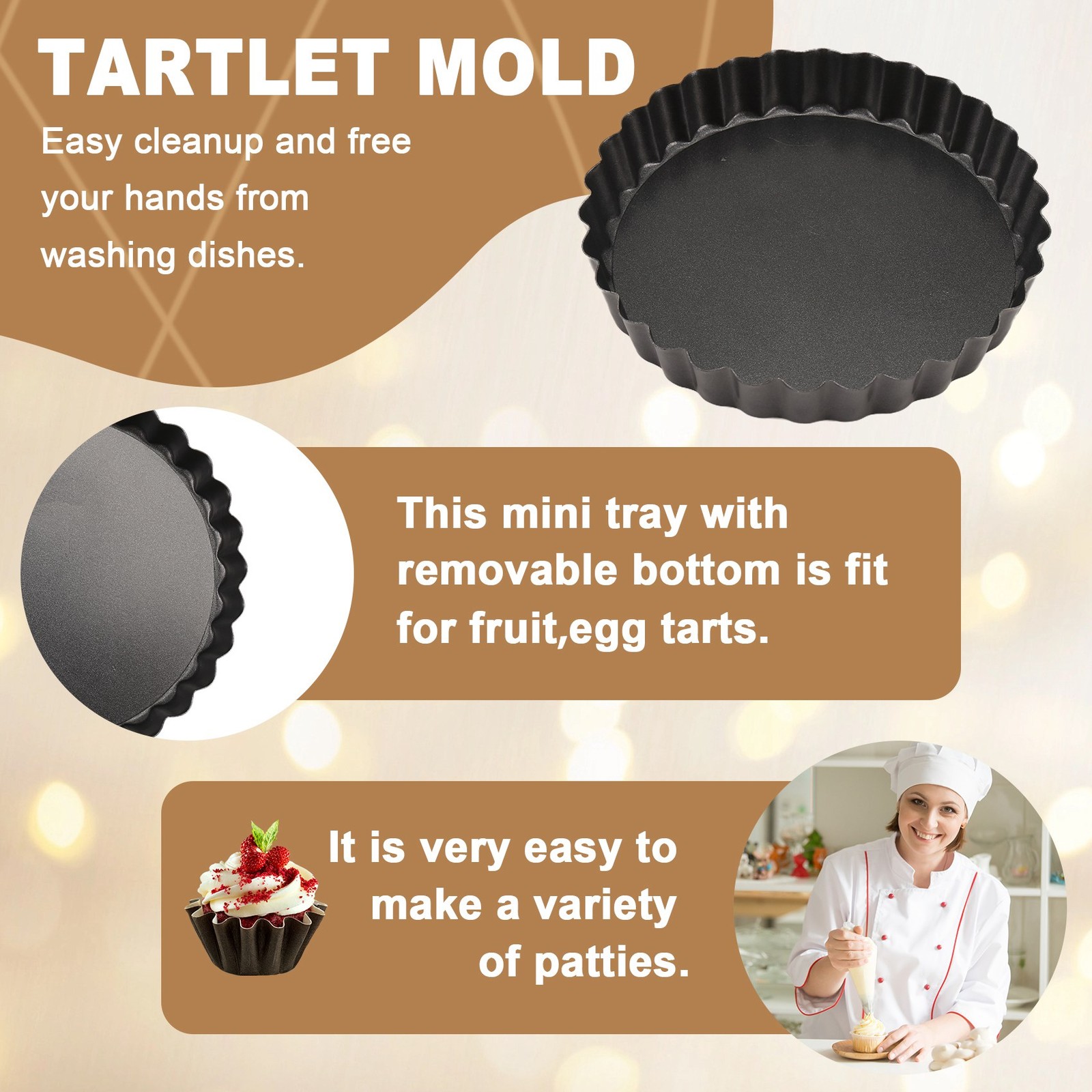 6 Pack 5 Inch  Tart Pans with Removable Bottom Round Nonstick Quiche Pan,6372