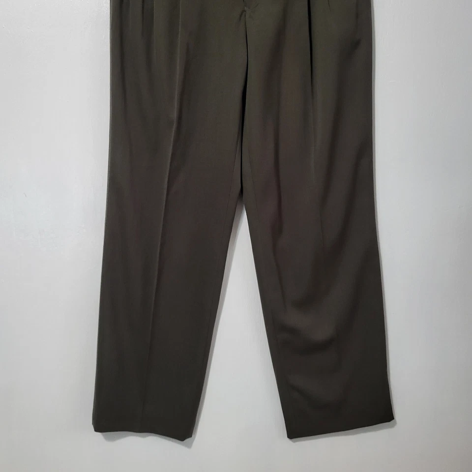 Pantalones/pantalones de vestir para hombre Louis Raphael Worsted de lana plisada frontal talla 36x33 verde Foto 3 de 4