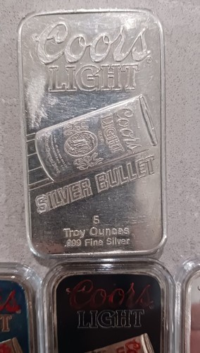 Coors Light Silver Bullet Bar 1 x 5 ounce and 3 x 1ounce (Sunshine Mining Co) - Picture 2 of 4
