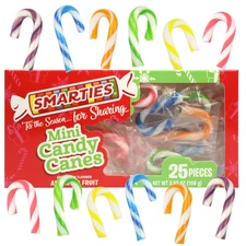 Smarties Mini Candy Canes, Individually Wrapped Christmas Candy, Stocking Stuffe