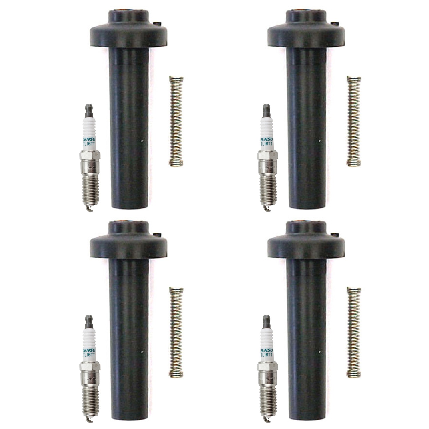 Denso 4 Iridium TT Spark Plugs 4 Coil Boots Kit for Saturn Ion L100 L200 LW300