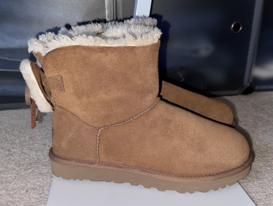 UGG Short Shearling Bow Mini Shearling Boots in C… - image 2