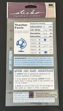 New Sticko Ingredients TEACHER Binder Stickers SPNU24 FREE SHIP