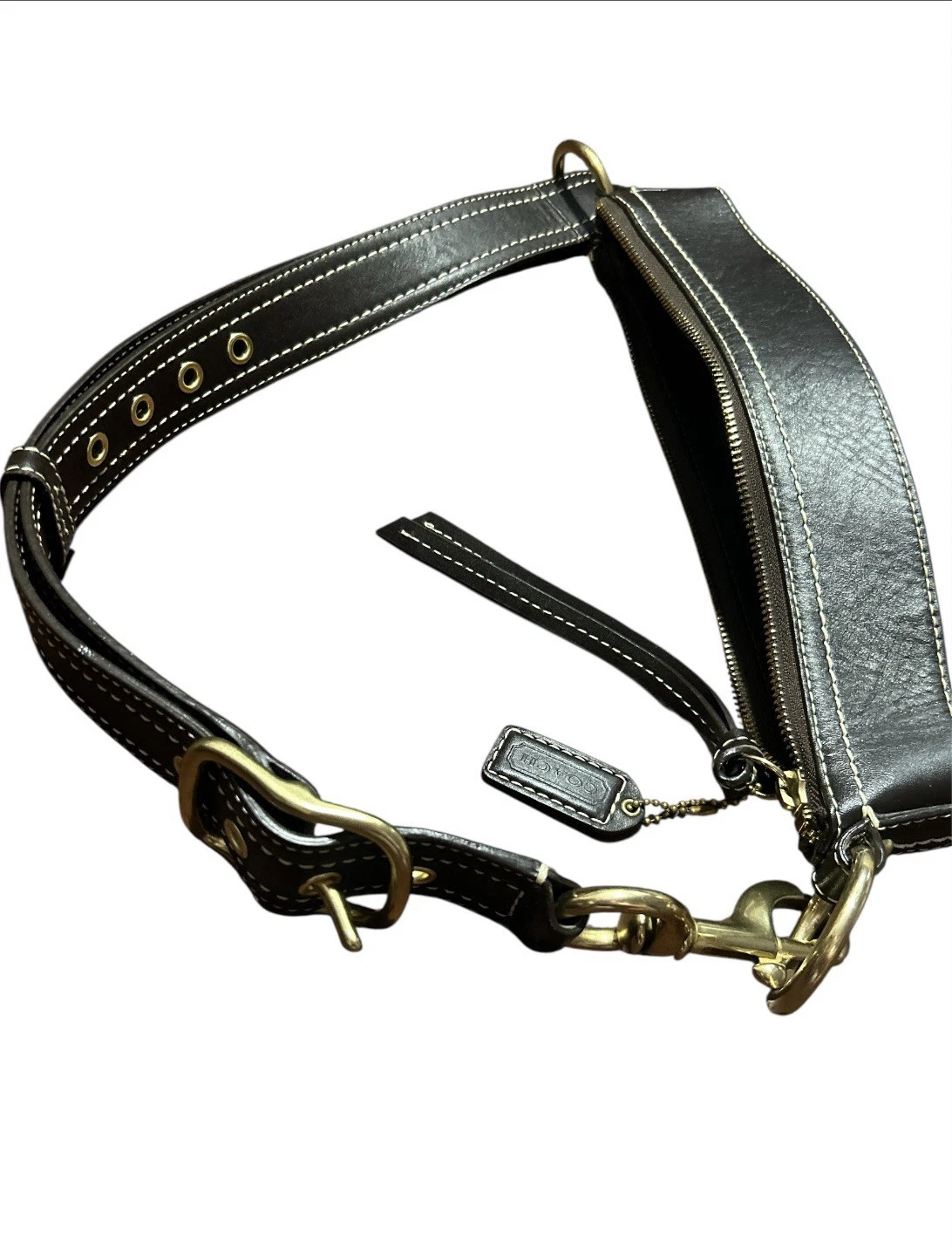 Borsa a tracolla Coach vintage monogramma patchwork marrone scamosciato oro pelle Y2K