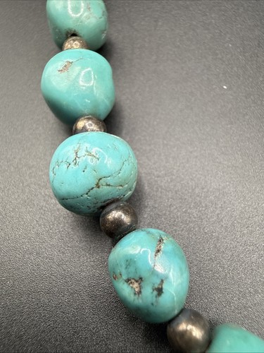 Sterling Silver Southwestern Style Necklace Natural Stone Beaded Signed