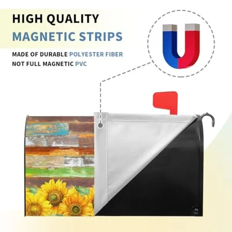 Magnetic Mailbox Cover Standard Size 21''x18'' Post Letter Box Cover Sunflowers