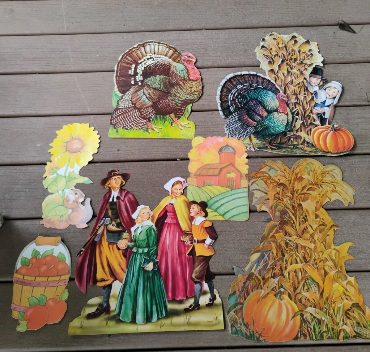 Vintage Lot of Thanksgiving Cut Outs Dennison Carrington Die Cut Cardboard