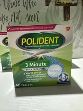 POLIDENT ANTIBACTERIAL DENTURE CLEANSER 3 PACK EXP:03/31/27 40 TABS CT 