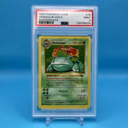 PSA 9 Venusaur Shadowless Base Set 1999 Pokemon Card 15/102 Vintage