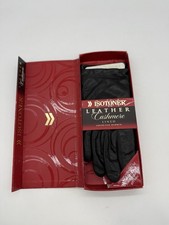 NEW ISOTONER MEN'S BLACK LEATHER GLOVES LINED WITH CASHMERE, SIZE LARGE, NIB
