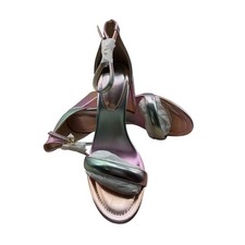 Kenneth Cole New York Riley 85 Ombre Metallic Block Heel Sandals Pink Green 9M